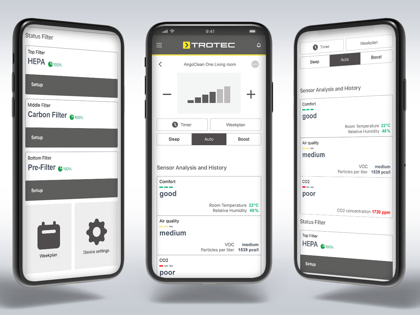 Aplicación Trotec Control: Control del purificador de aire con el teléfono inteligente