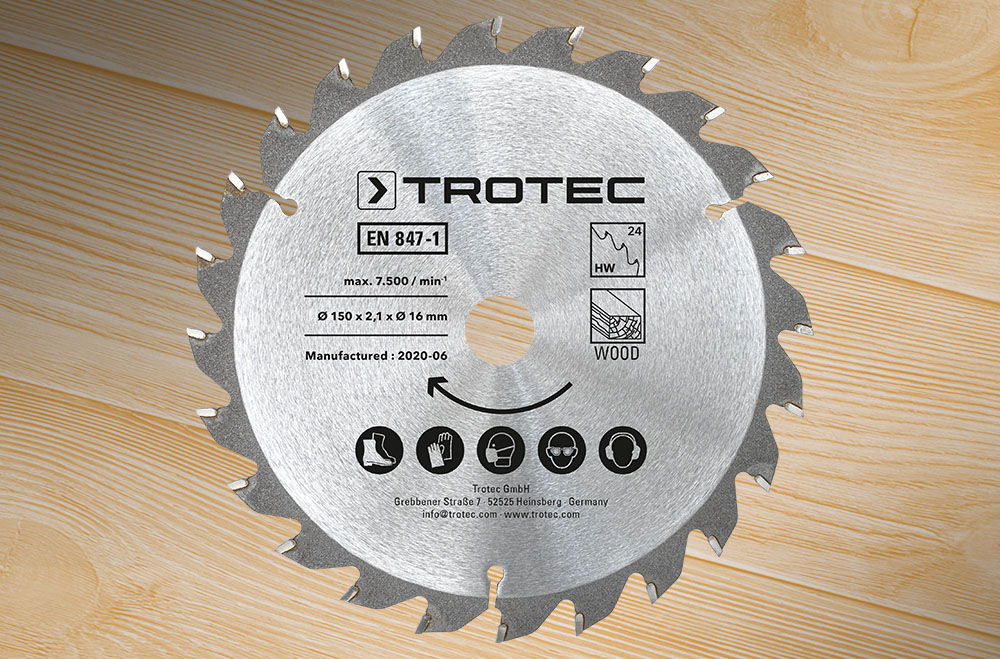 Juego de hojas para sierras circulares para madera de Ø 150 mm (24 dientes), 3 unidades