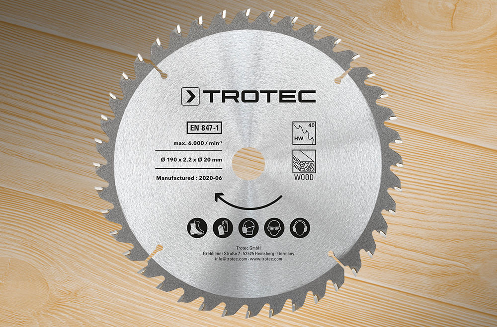 Juego de hojas para sierras circulares para madera de Ø 190 mm (40 dientes), 3 unidades